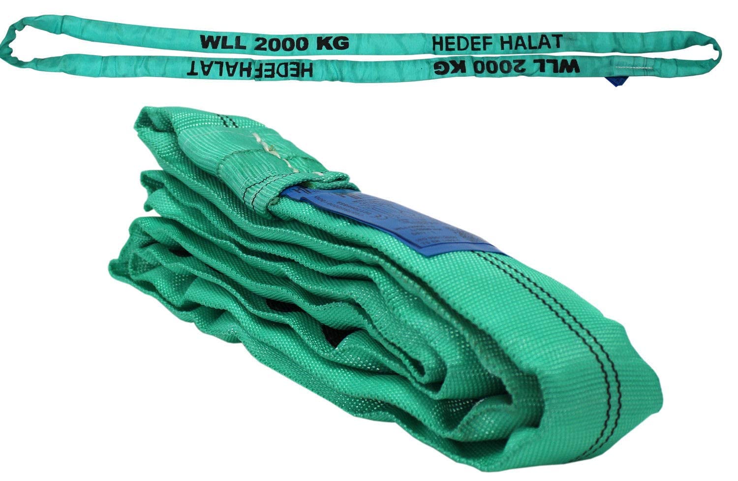 Rundschlinge 2000kg Tragkraft, 3m Umfang, endlos mit Polyesterkern, Hebegurt Hebeband, Grün von Hedef
