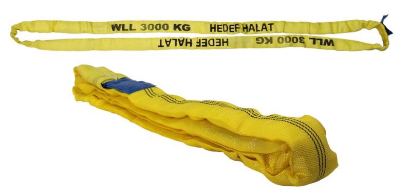 Rundschlinge 3000kg Tragkraft, 20m Umfang, endlos mit Polyesterkern, Hebegurt Hebeband, Gelb von Hedef