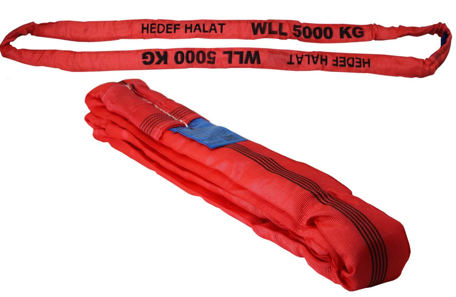 Rundschlinge 5000kg Tragkraft, 8m Umfang, endlos mit Polyesterkern, Hebegurt Hebeband, Rot von Hedef