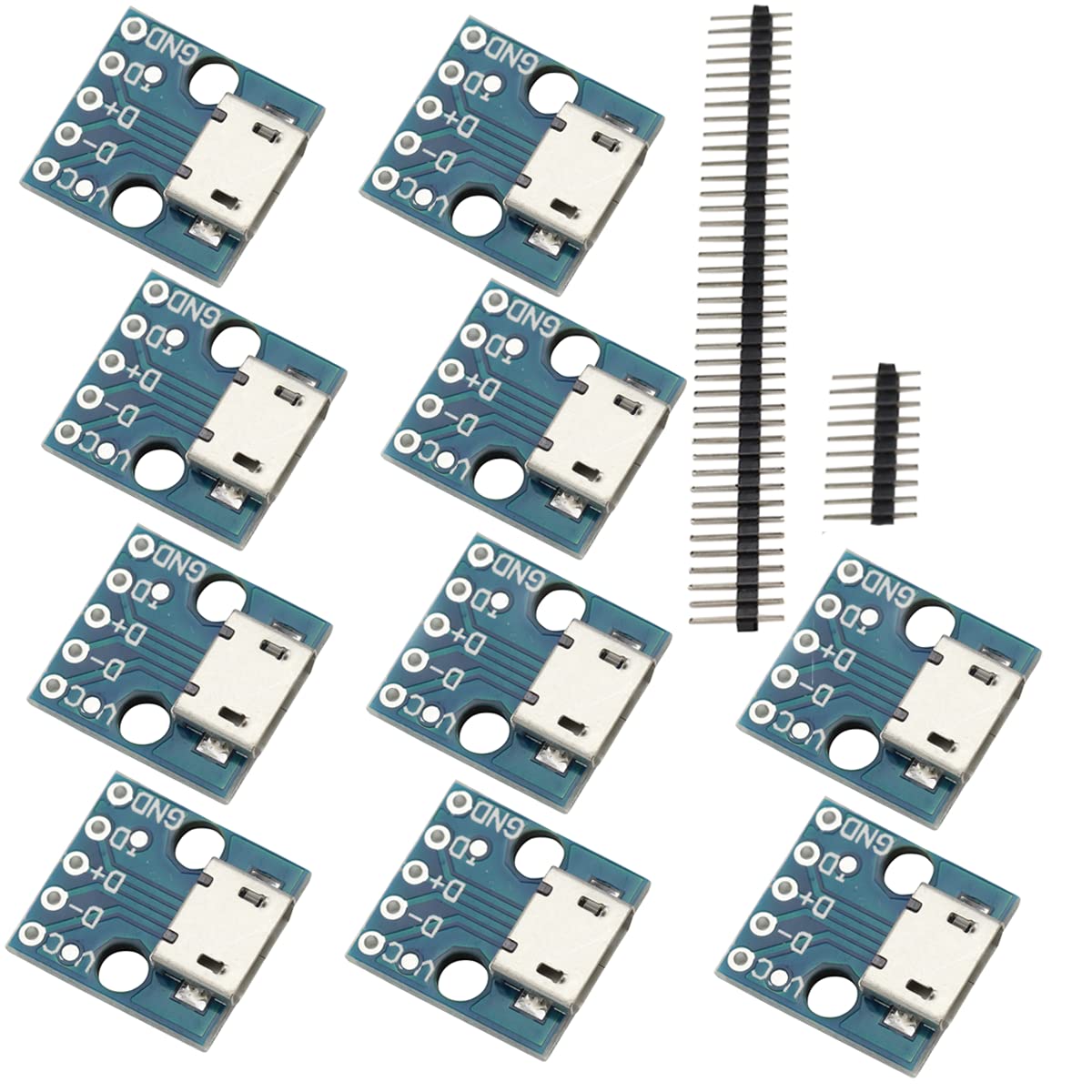 Heevhas 10 Stücke Micro USB zu DIP Pinboard Adapter Board 5 Pin 2.54mm Pitch 5V Breakout Konverter Modul für DIY USB Netzteil Steckbrett von Heevhas