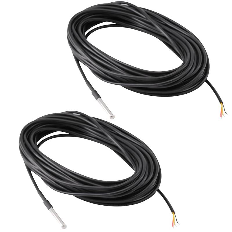 Heevhas 10M Edelstahl Temperatursensor Wasserdicht Temperaturfühler Digital Thermal Probe Temperatur Sensor Kabel (2 Stück) von Heevhas