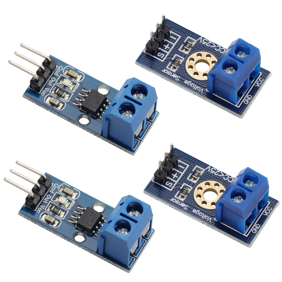 Heevhas 2 Stück ACS712 30A Ampere Stromsensor Range Modul Hall-Effekt Current Sensor + 2 Stück DC0-25V Spannungssensor Voltage Terminal Sensor für Arduino von Heevhas