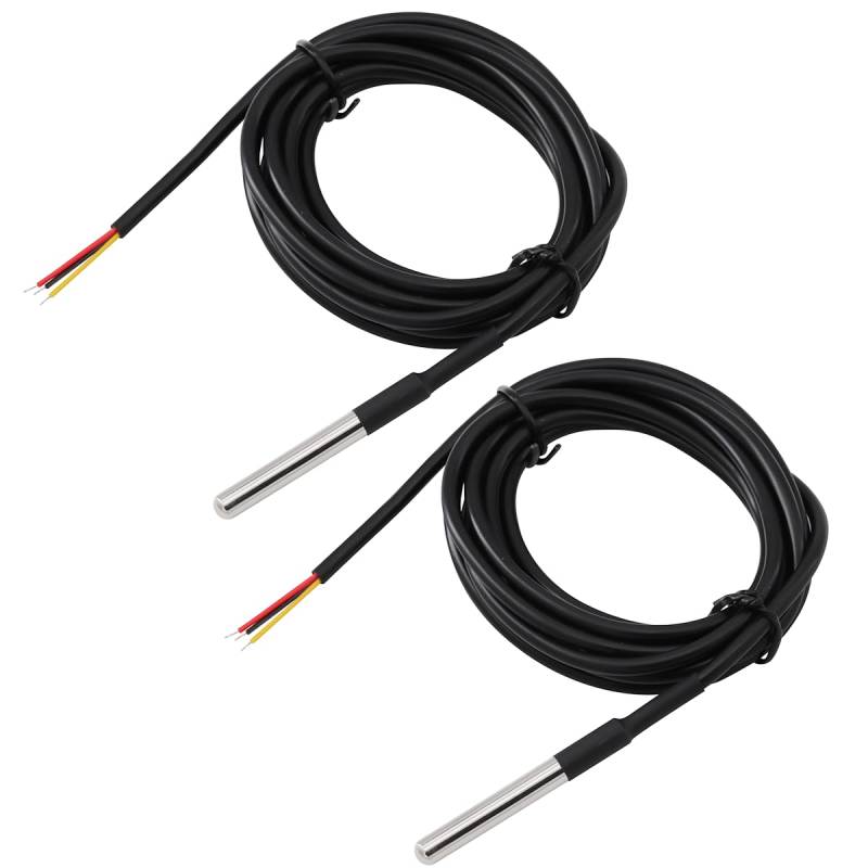 Heevhas 2M Edelstahl Temperatursensor Wasserdicht Temperaturfühler Digital Thermal Probe Temperatur Sensor Kabel (2 Stück) von Heevhas