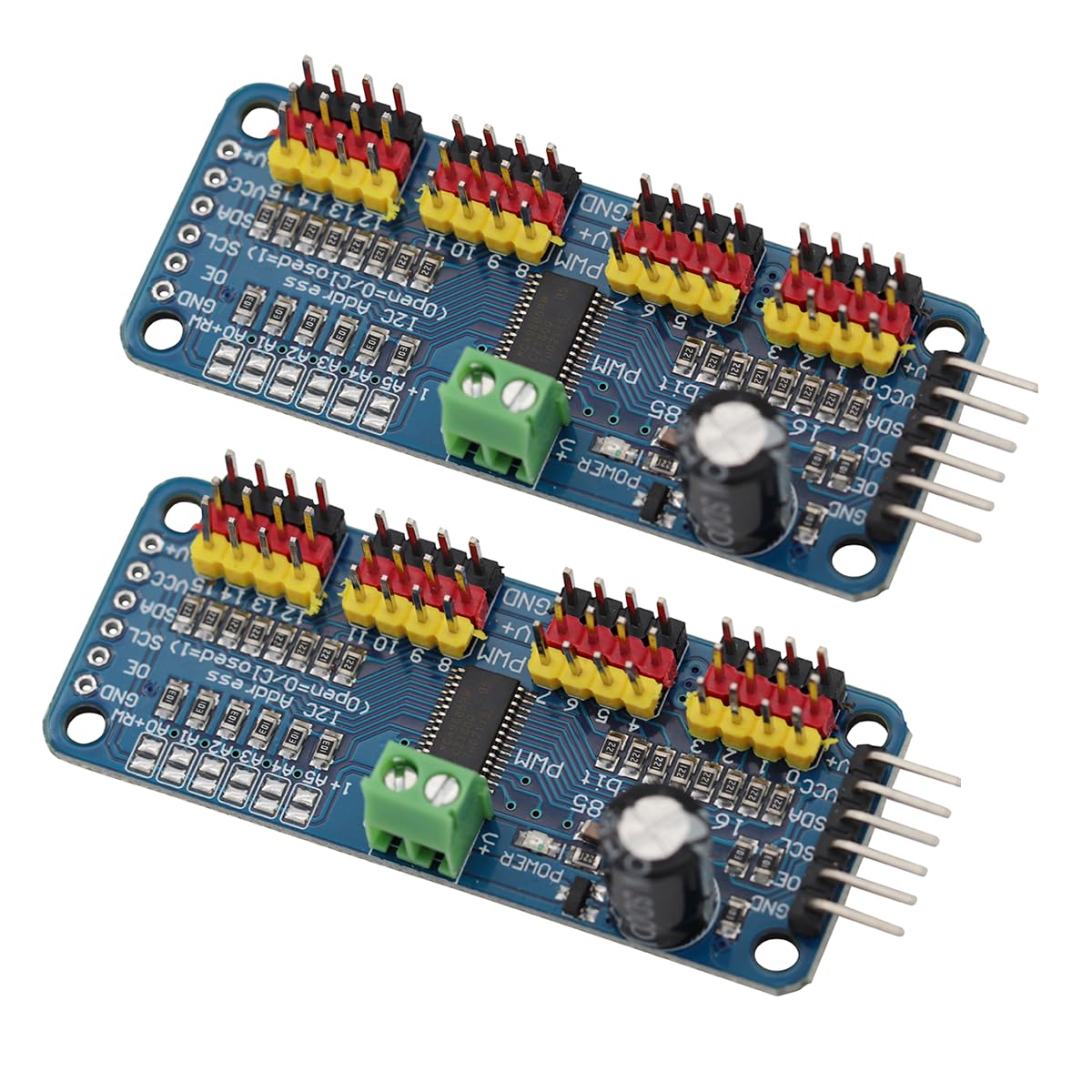 Heevhas 2PCS PCA9685 16 Kanal I2C IIC Schnittstelle 12-Bit Servotreiber platine Modul controller Kompatibel mit Raspberry Pi Kompatibel mit Arduino von Heevhas