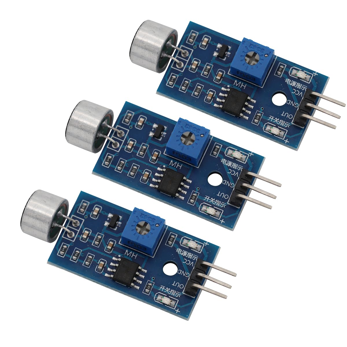 Heevhas 3PCS Hohe Empfindlichkeit Tonsteuerungsschalter Spracherkennungssensor Mikrofon-Sound-Sensormodul 3,3V-5V DIY-Kit von Heevhas