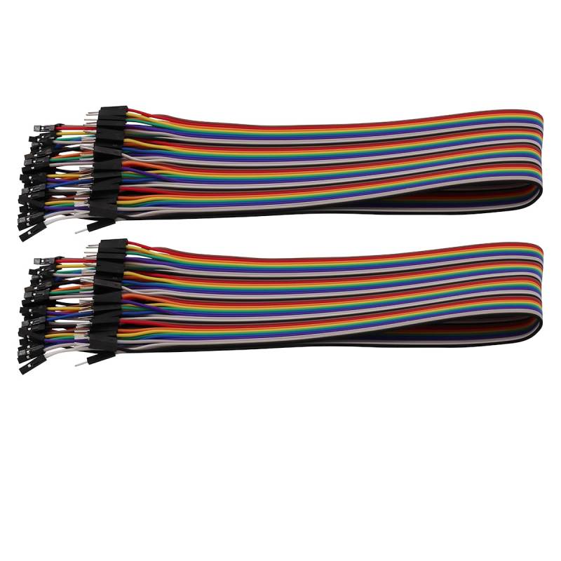 Heevhas 80PCS 40Pin Jumper Wire Kabel Breadboard Ribbon Cables 40cm/ 15,7 Zoll Male-Female Steckbrücken Kabel 24AWG Drahtbrücken für Arduino Breadboard DIY Projekt von Heevhas