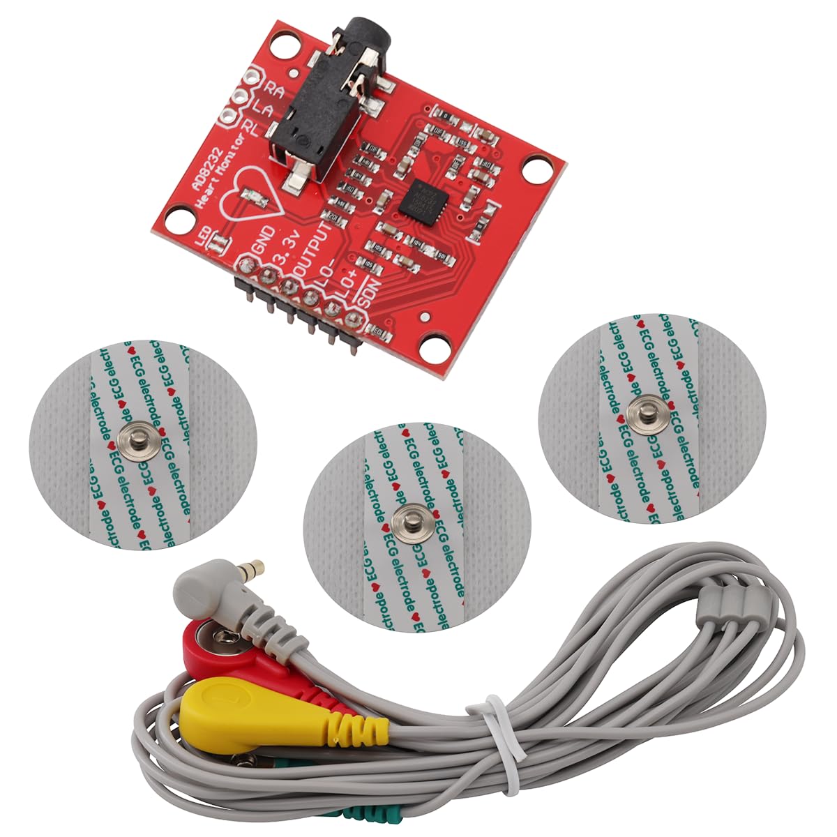 Heevhas ECG-Modul AD8232 ECG-Messung Puls Herzfrequenzsensor Modul Kit ECG-Überwachungssensor mit Kabel von Heevhas