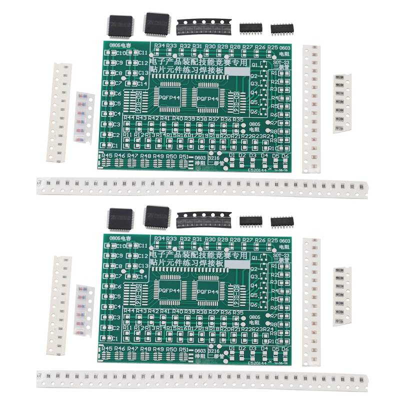 Heevhas Exercise Board 77 SMD SMT Element Schweißübungsbrett Lötübungsset Elektronische Komponenten Übungsplatine Löten Schweißen Üben Fertigkeitstrainingsplatine Technologieexperiment (2 Sets) von Heevhas