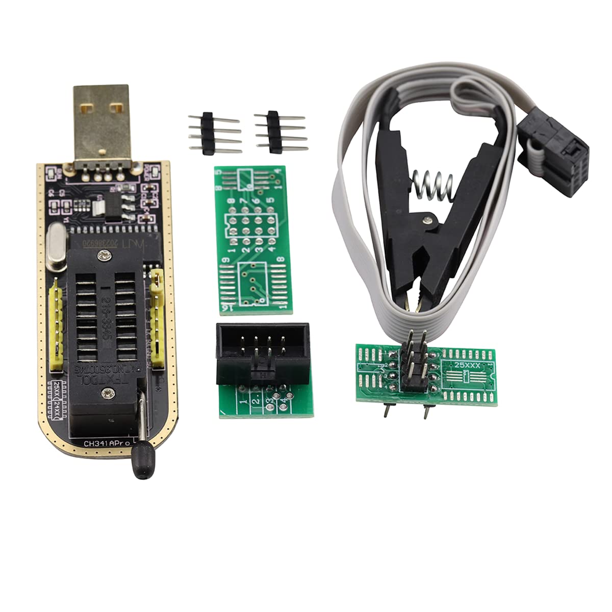 Heevhas SOIC8 SOP8 Flash-Chip IC Testclips Sockeladapter Programmierer Universeller BIOS Clip + CH341A Serie 24 25 EEPROM Flash BIOS USB Programmiermodul von Heevhas