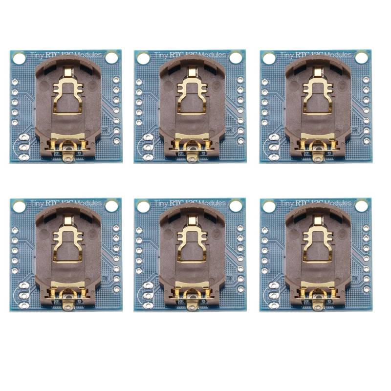 Heevhas Tiny RTC I2C DS1307 AT24C32 Speicher Hohe Präzision Echtzeit-Uhrmodul IIC 32K Zeituhr Speichermodul 3.3 V - 5 V 2 Kalenderalarme (6 STÜCKE) von Heevhas