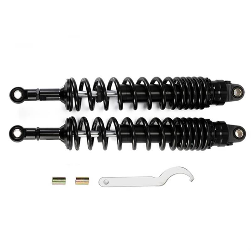 Hegeiisy 440mm 8mm Feder Universal Motorrad Stoßdämpfer Hinterradaufhängung ATV Quad Scooter Dirt Bike für YZF R1 YZF R6 YZF 125 (Schwarz, 17.32 zoll 440mm) von Hegeiisy