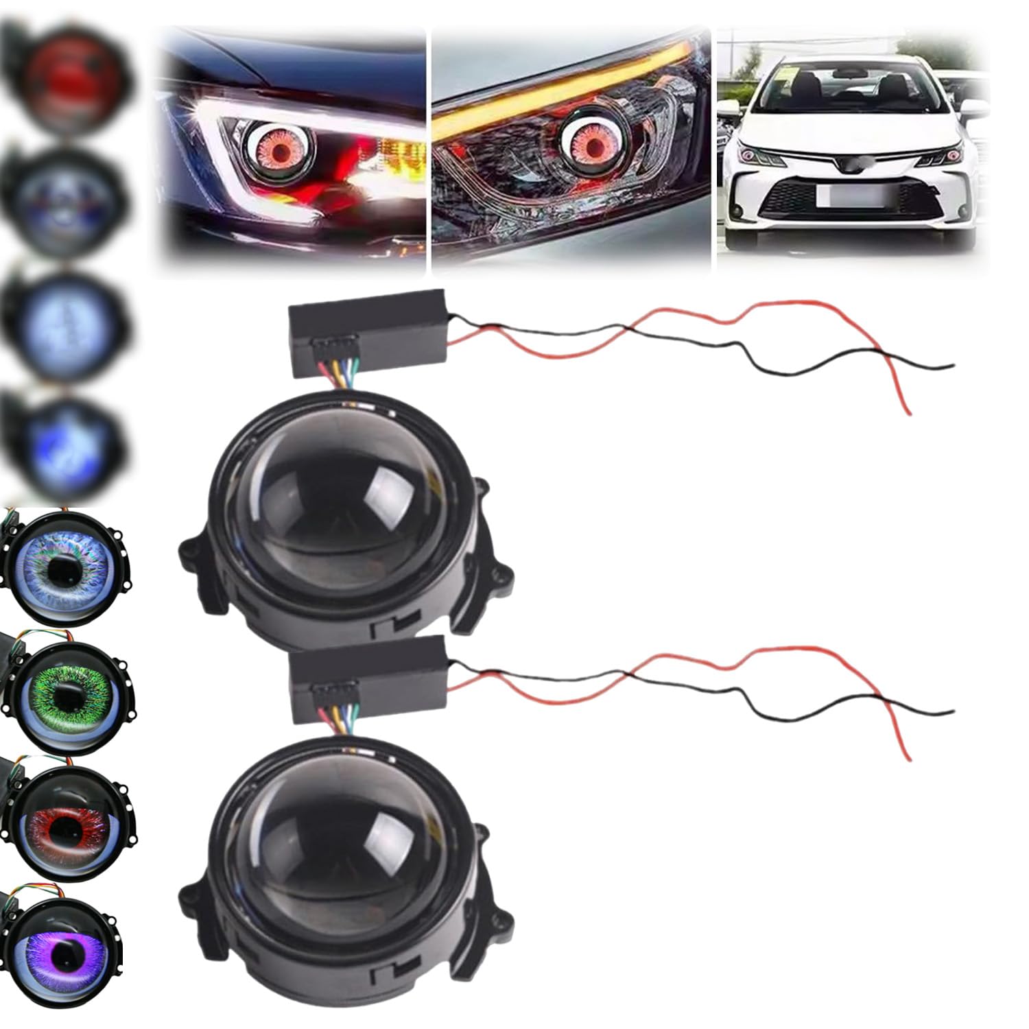 Devil Eyes Light for Cars, USB Devil Eye Demon Evil Eyes Headlight, 2024 New Dynamic Devil Eye Car Headlights with Adjustable Eye Pattern 8 modes Devil Eyes Light for Cars (2Pcs) von Hehuo