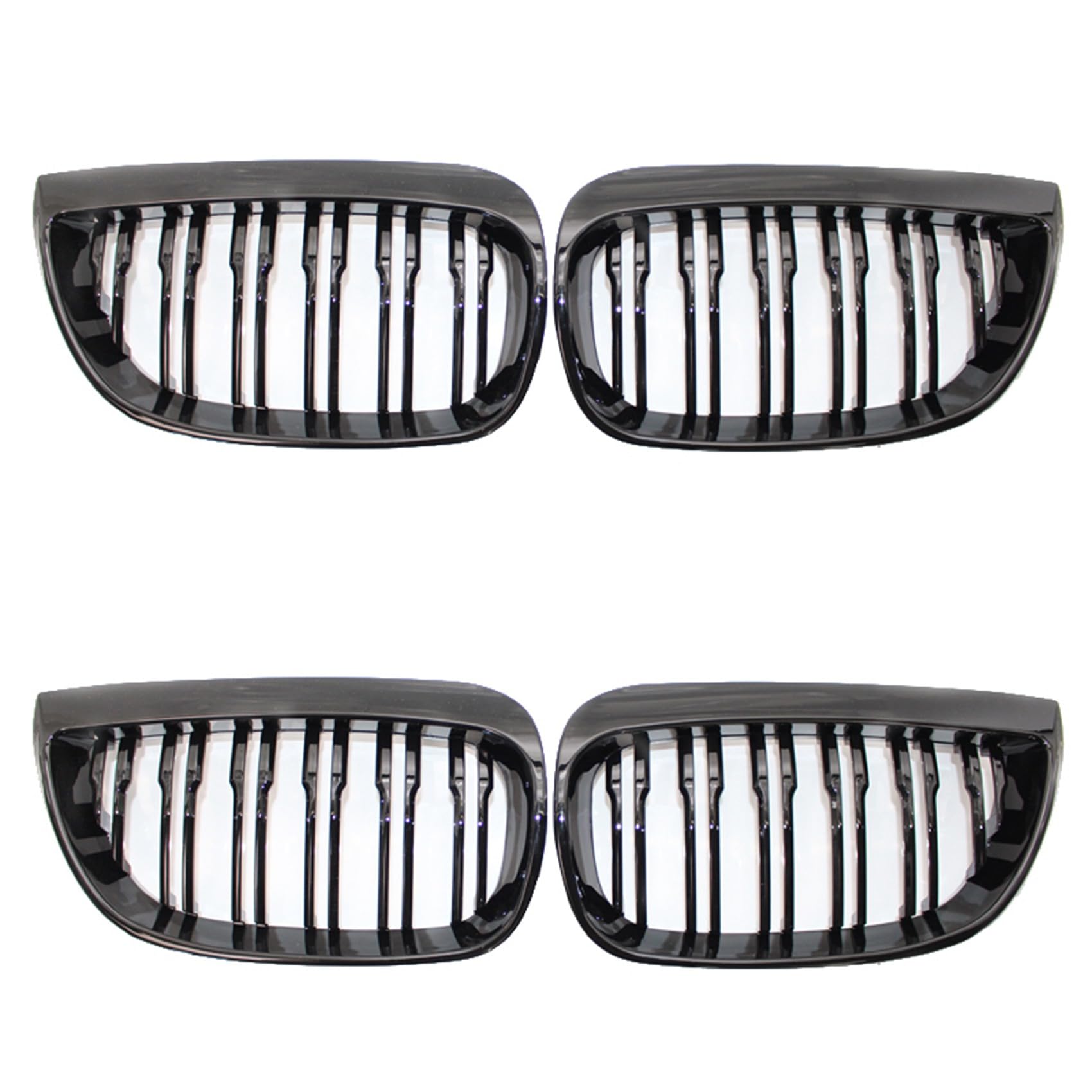 Heiikiuy 4 x Frontnieren-Kühlergrill, Doppel-Linie, Sportgrill für E81 E87 E88 1er Serie 2004–2007, glänzend schwarz von Heiikiuy