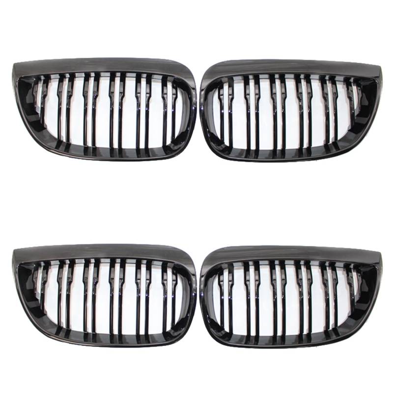 Heiikiuy 4 x Frontnieren-Kühlergrill, Doppel-Linie, Sportgrill für E81 E87 E88 1er Serie 2004–2007, glänzend schwarz von Heiikiuy