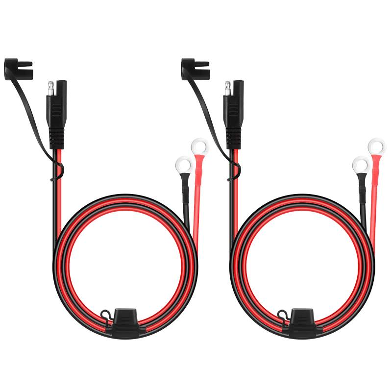 Heilok SAE Stecker 2 Stück SAE Anschluss Kabel 16AWG SAE Batterieanschluss mit 15A Sicherung Batterieladekabel,SAE Batterie Verlängerungskabel mit Staubkappe für Auto Motorrad Batterieladung,60CM von Heilok