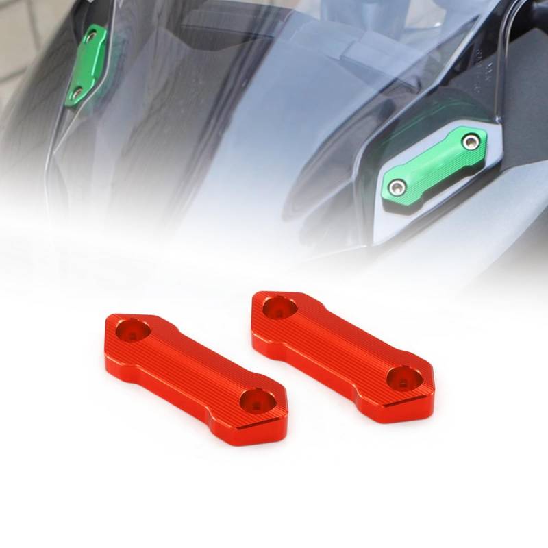 HEINMO Motorrad Spiegel Loch Kappe Windschutzscheibe angetrieben Spiegel Eliminatoren Abdeckung für KAWA' NINJA400 NINJA650 ZX4R ZX4RR ZX6R ZX10R ZX25R Spiegel Block Off Cap Base (Red) von Heinmo