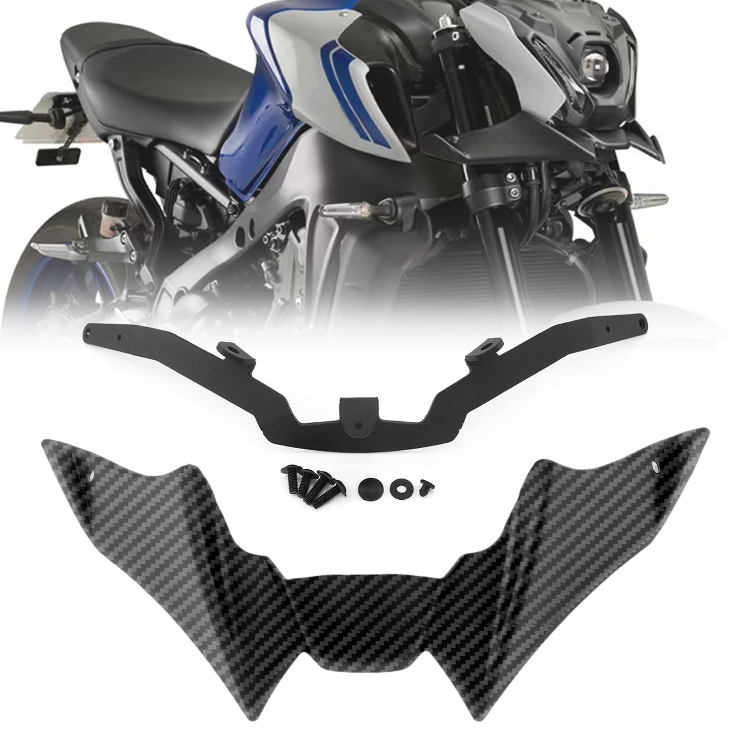 HEINMO Motorrad Verkleidungsabdeckung Front Spoiler Aerodynamische Winglets Trim Cover Wind Wing Protection Guard Nose Beak Cover Für Yama' MT09 MT-09 SP 2021 2022 2023 Zubehör (Carbon) von Heinmo