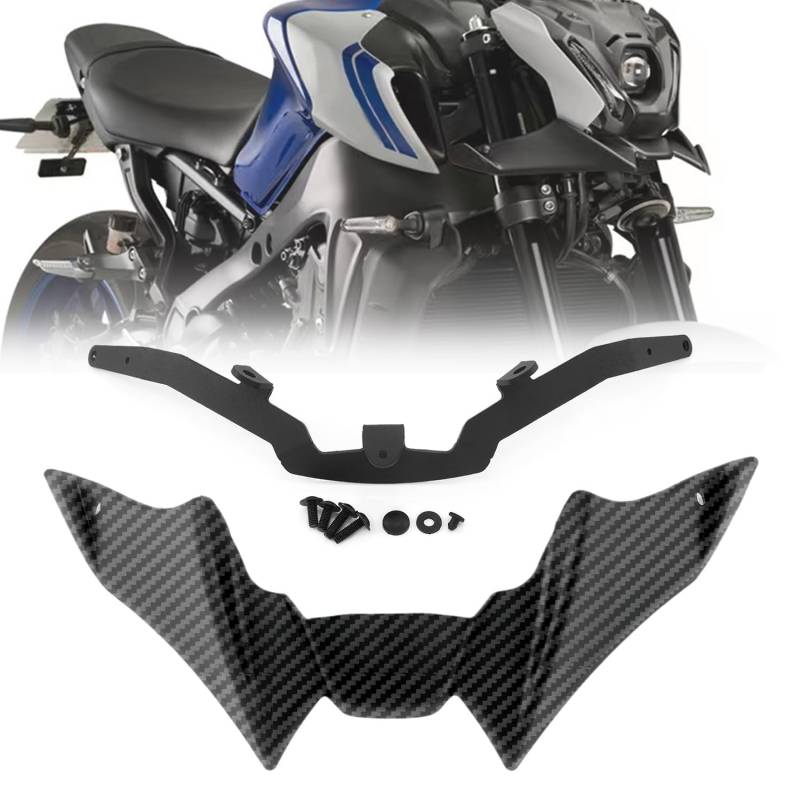 HEINMO Motorrad Verkleidungsabdeckung Front Spoiler Aerodynamische Winglets Trim Cover Wind Wing Protection Guard Nose Beak Cover Für Yama' MT09 MT-09 SP 2021 2022 2023 Zubehör (Carbon) von Heinmo