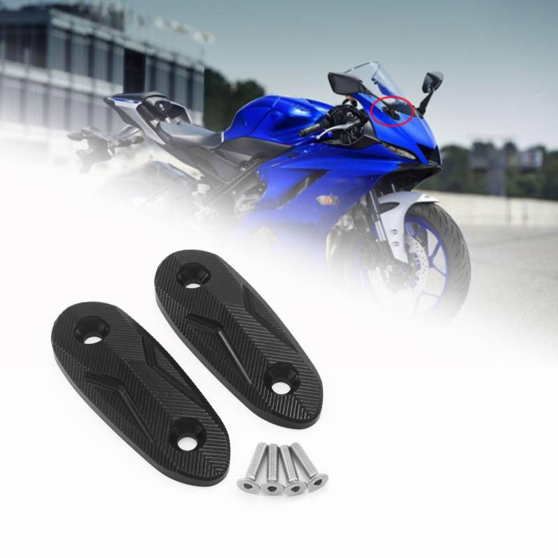 HEINMO Spiegel Block Off Platten Spiegel Kappe Spiegel Loch Cover Cap Für 2019 2020 2021 2022 2023 2024 Yama' YZF R25 R3 Aluminium (Black) von Heinmo