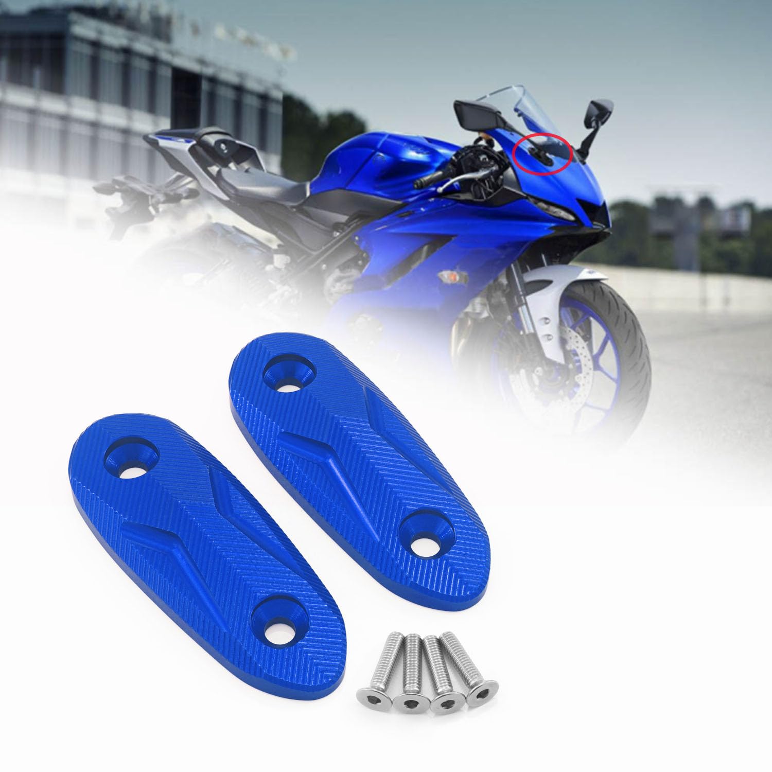 HEINMO Spiegel Block Off Platten Spiegel Kappe Spiegel Loch Cover Cap Für 2019 2020 2021 2022 2023 Yama' YZF R25 R3 Aluminium (Blue) von Heinmo