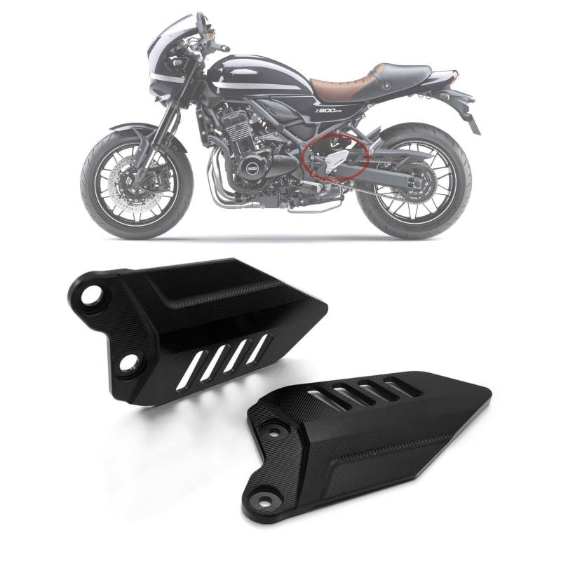 Heinmo Motorrad CNC Fußstütze Fußrasten Hinterradschutz für Kawa' Z900RS 2017-2021 2022 2023 (ohne Logo) (Black) von Heinmo