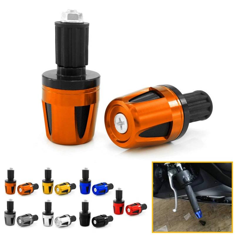 Heinmo Motorrad Universal 7/8 "22MM Lenkerenden Antivibrations-Lenkergriffe plus Schieberegler für Hon' Kawasa' Duca' Yama' und mehr (Orange) von Heinmo