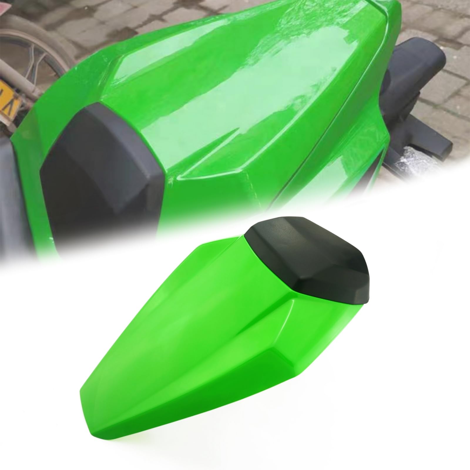 Heinmo Motorrad ZX6R Hecksitz-Abdeckung Beifahrer Sozius Solo Rücksitz Verkleidung Abdeckung Cowl Kompatibel mit Kawa' ZX6R 2019 2020 2021 2022 2023 2024 (Green) von Heinmo