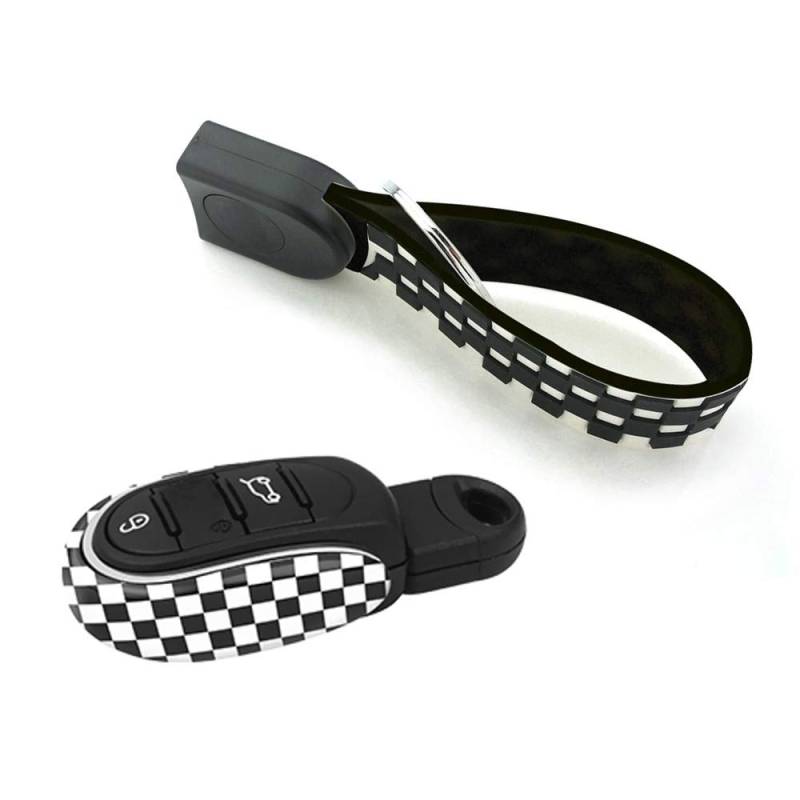 Heinmo Remote Fob Schlüsselhülle Koffer Schlüsselbund für Cooper ONE S JCW Clubman Countryman F54 F55 F56 F57 F60 Auto Styling Zubehör (Black White Grid) von Heinmo