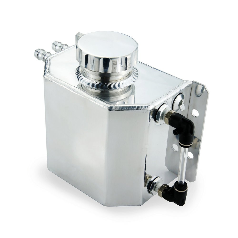 Heinmo Universal 1L Aluminium-Radiator Catch Can Reservoir Legierung Kühlmittel Expansion-Tank mit Abfluss Stopfen (1L Silver) von Heinmo