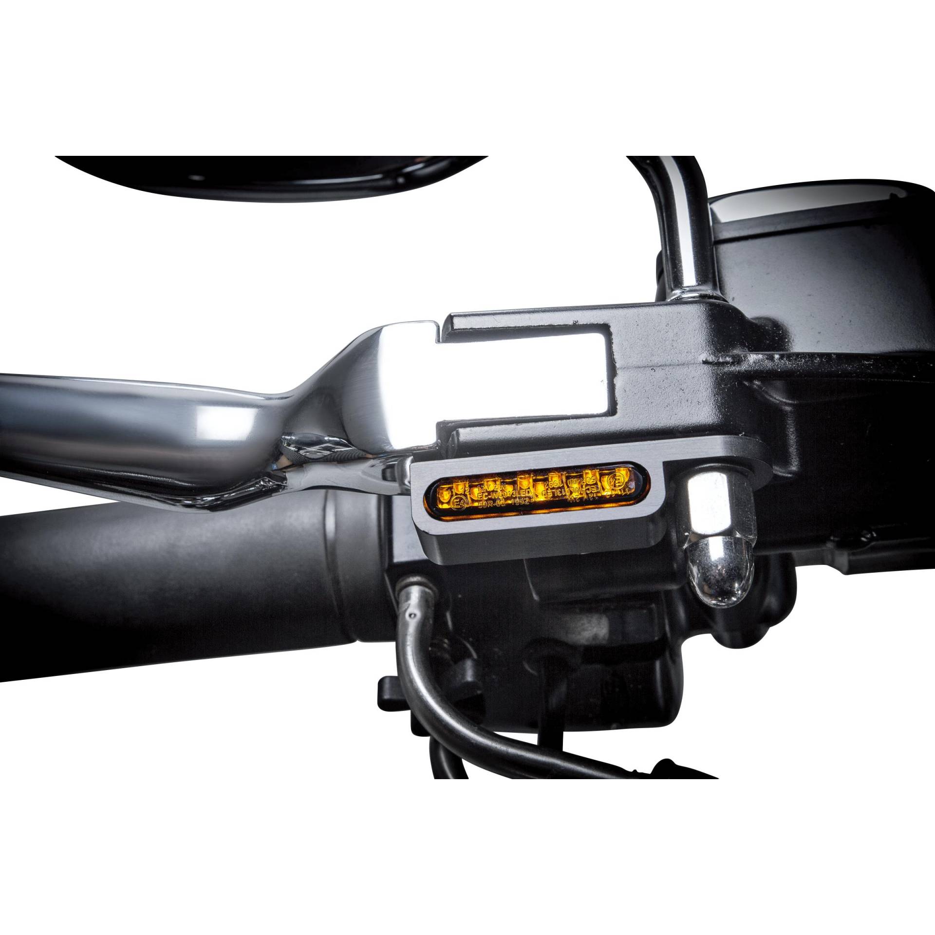 HeinzBikes LED Alu Blinkerpaar vorne für Harley Dyna 1996- schwarz von HeinzBikes