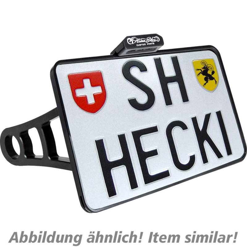 HeinzBikes seitlicher Kennzeichenhalter CH 180mm HBSKZ-INSC-CH schwarz von HeinzBikes