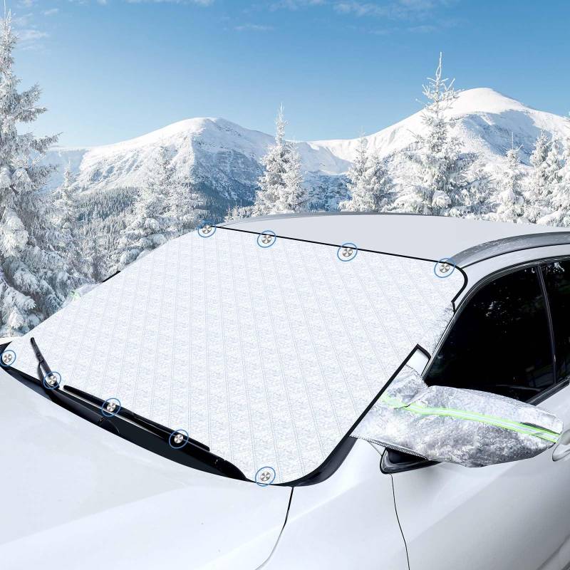 Hejo Windschutzscheibenabdeckung mit 9 Magnet, Frostschutz Auto Frontscheibe, Sonnenschutz Auto Frontscheibe, Windschutzscheibe Sonnenschutz, Frontscheibe Sonnenschutz für Autos (141×114cm) von Hejo