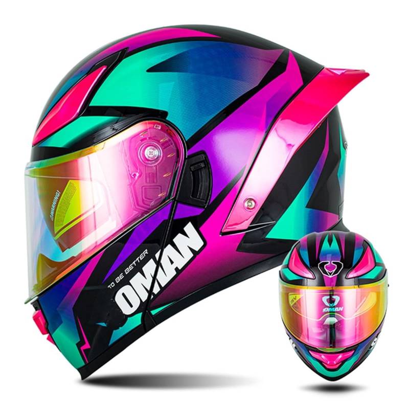 Modularer Motorradhelm Flip Up Helm Erwachsener Integralhelm Vollvisierhelm Moped Mofa Roller Motorradhelm Mit Doppelvisier ECEDOT-geprüfter Helm Für Männer Und Frauen 11,S=55~56cm von Hejunlian