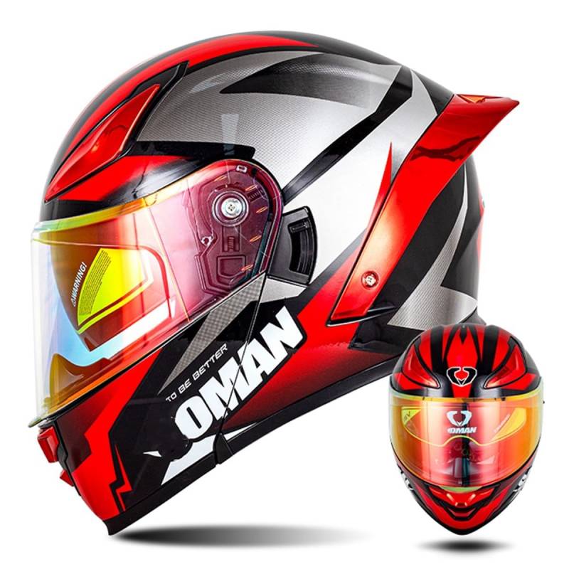 Modularer Motorradhelm Flip Up Helm Erwachsener Integralhelm Vollvisierhelm Moped Mofa Roller Motorradhelm Mit Doppelvisier ECEDOT-geprüfter Helm Für Männer Und Frauen 13,M=57~58cm von Hejunlian