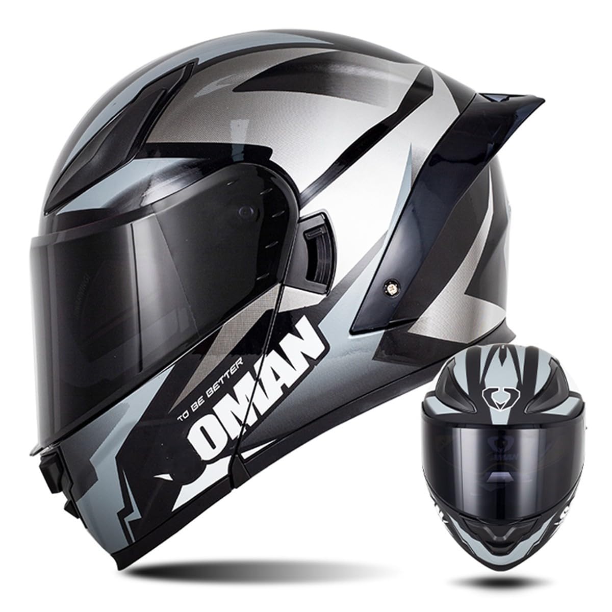 Modularer Motorradhelm Flip Up Helm Erwachsener Integralhelm Vollvisierhelm Moped Mofa Roller Motorradhelm Mit Doppelvisier ECEDOT-geprüfter Helm Für Männer Und Frauen 15,S=55~56cm von Hejunlian