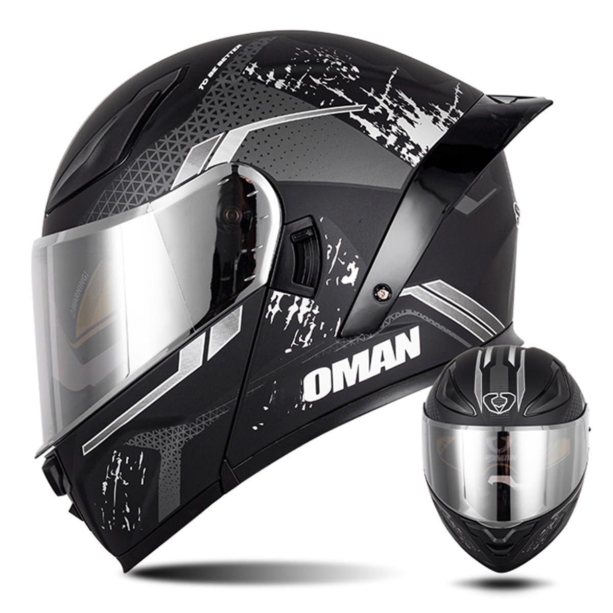 Modularer Motorradhelm Flip Up Helm Erwachsener Integralhelm Vollvisierhelm Moped Mofa Roller Motorradhelm Mit Doppelvisier ECEDOT-geprüfter Helm Für Männer Und Frauen 16,L=59~60cm von Hejunlian