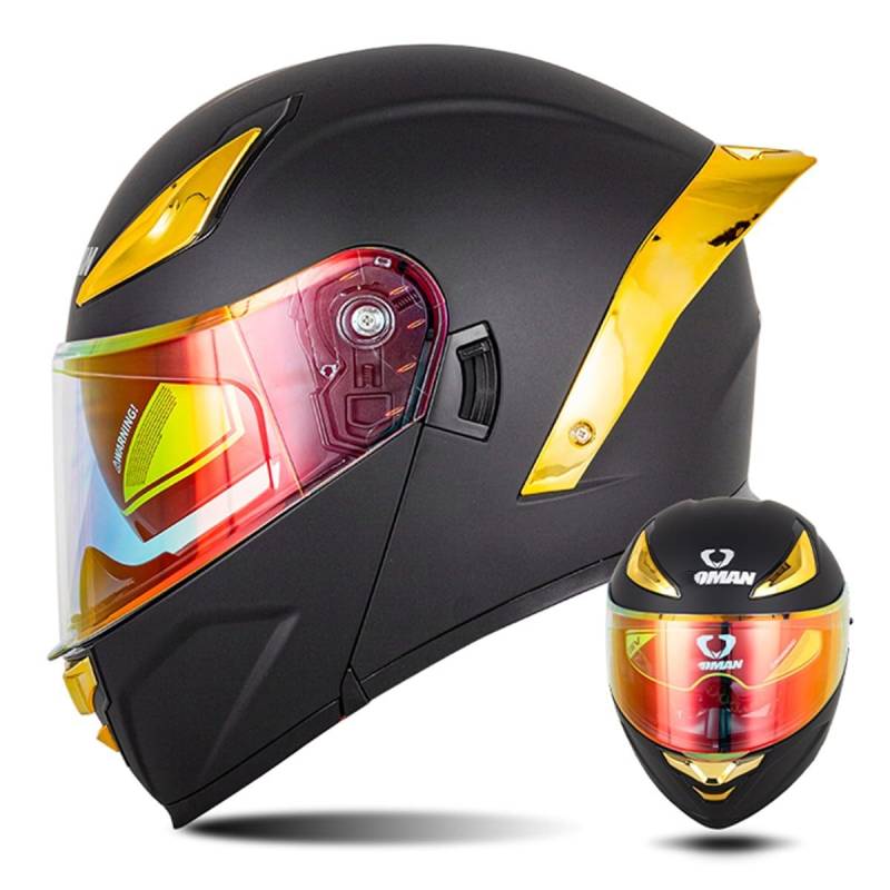 Modularer Motorradhelm Flip Up Helm Erwachsener Integralhelm Vollvisierhelm Moped Mofa Roller Motorradhelm Mit Doppelvisier ECEDOT-geprüfter Helm Für Männer Und Frauen 17,L=59~60cm von Hejunlian