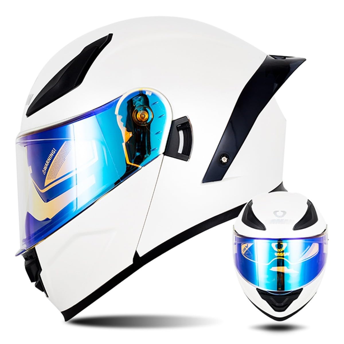 Modularer Motorradhelm Flip Up Helm Erwachsener Integralhelm Vollvisierhelm Moped Mofa Roller Motorradhelm Mit Doppelvisier ECEDOT-geprüfter Helm Für Männer Und Frauen 2,L=59~60cm von Hejunlian