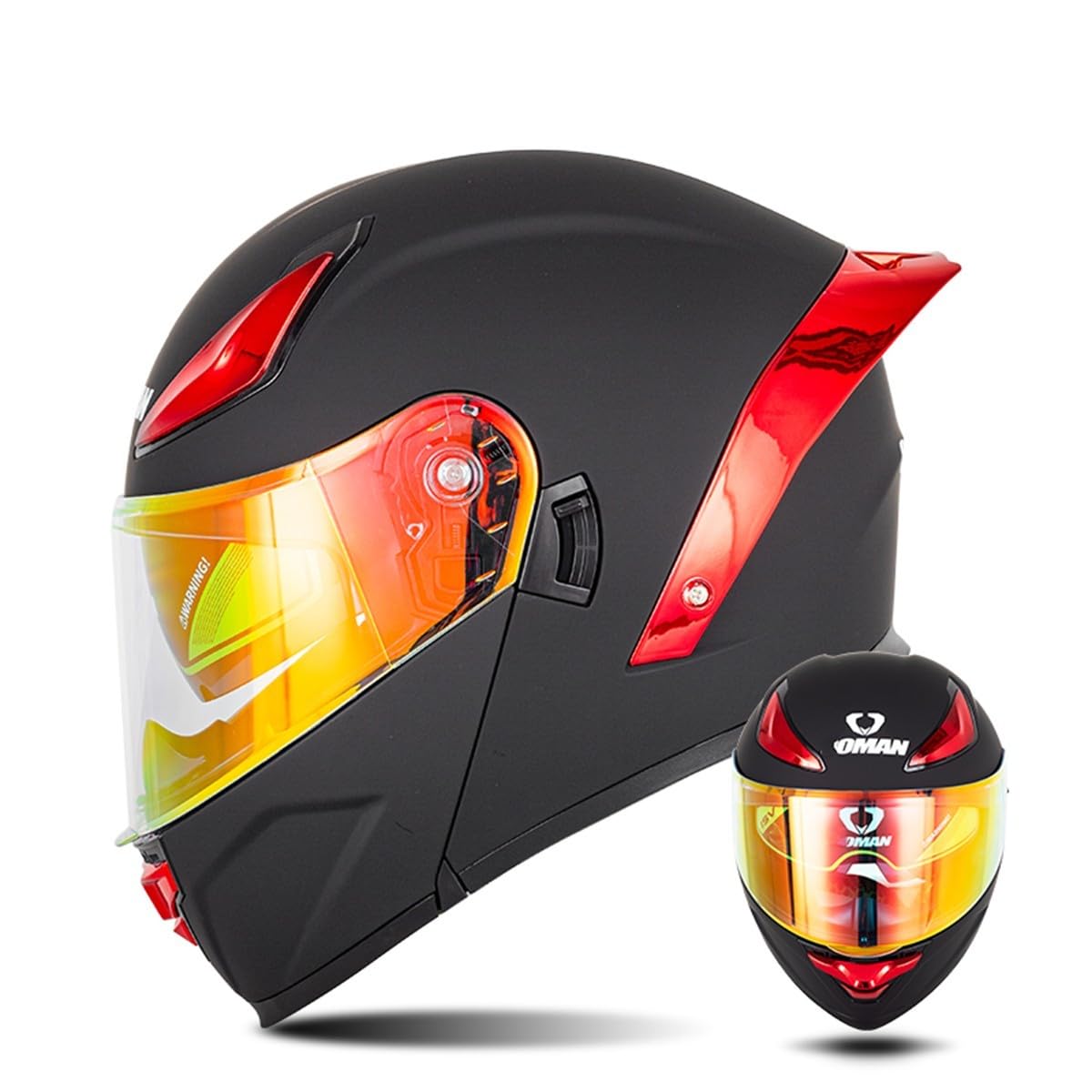 Modularer Motorradhelm Flip Up Helm Erwachsener Integralhelm Vollvisierhelm Moped Mofa Roller Motorradhelm Mit Doppelvisier ECEDOT-geprüfter Helm Für Männer Und Frauen 3,L=59~60cm von Hejunlian