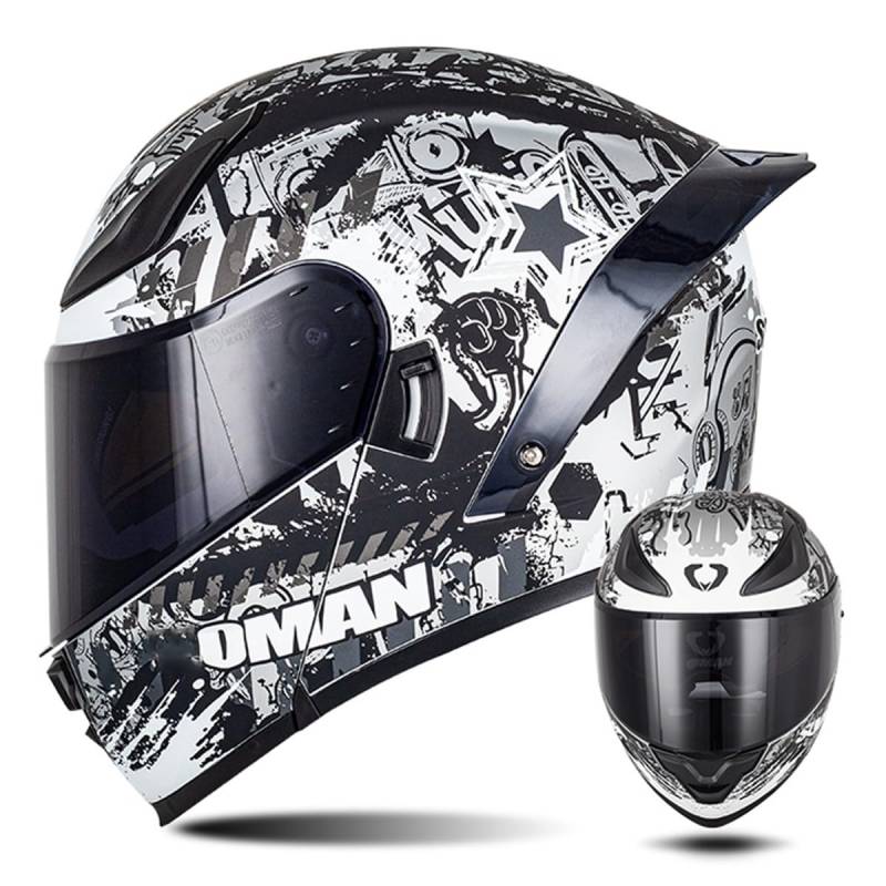 Modularer Motorradhelm Flip Up Helm Erwachsener Integralhelm Vollvisierhelm Moped Mofa Roller Motorradhelm Mit Doppelvisier ECEDOT-geprüfter Helm Für Männer Und Frauen 5,L=59~60cm von Hejunlian