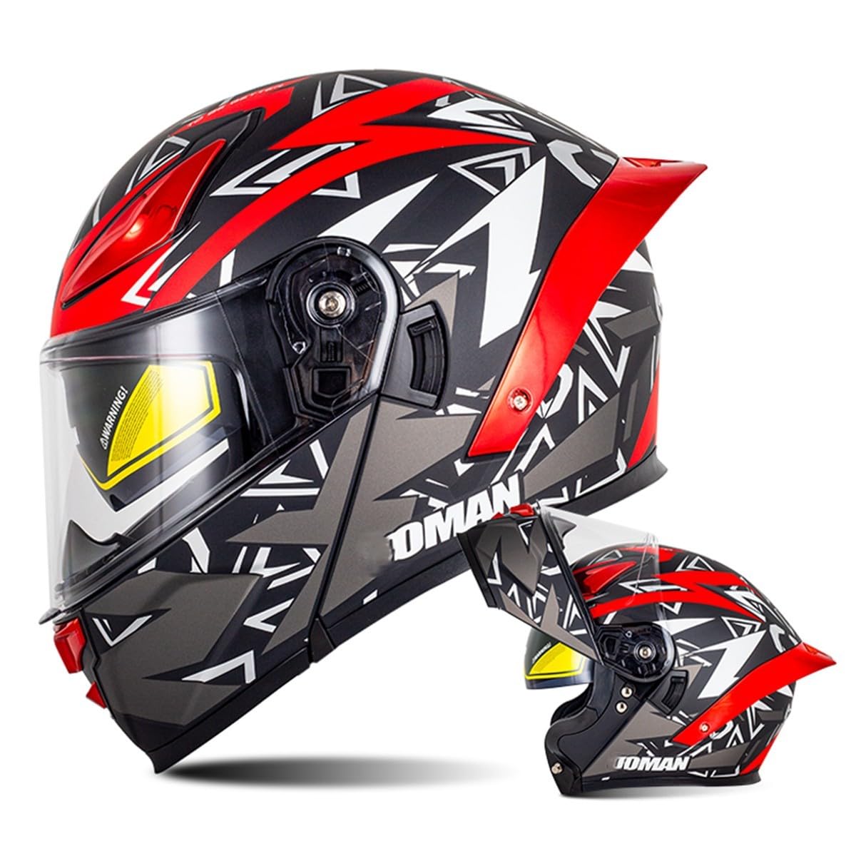 Motorrad Helm Klapphelm Integralhelm Full Face Flip Up Motorrad Helm Mit Doppelvisier Sonnenblende DOTECE Zertifiziert Motorradhelm Sturzhelm für Damen Herren Erwachsene 13,S=55~56cm von Hejunlian