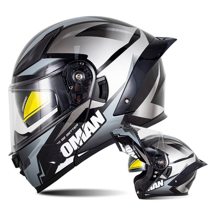 Motorrad Helm Klapphelm Integralhelm Full Face Flip Up Motorrad Helm Mit Doppelvisier Sonnenblende DOTECE Zertifiziert Motorradhelm Sturzhelm für Damen Herren Erwachsene 19,XXL=63~64cm von Hejunlian