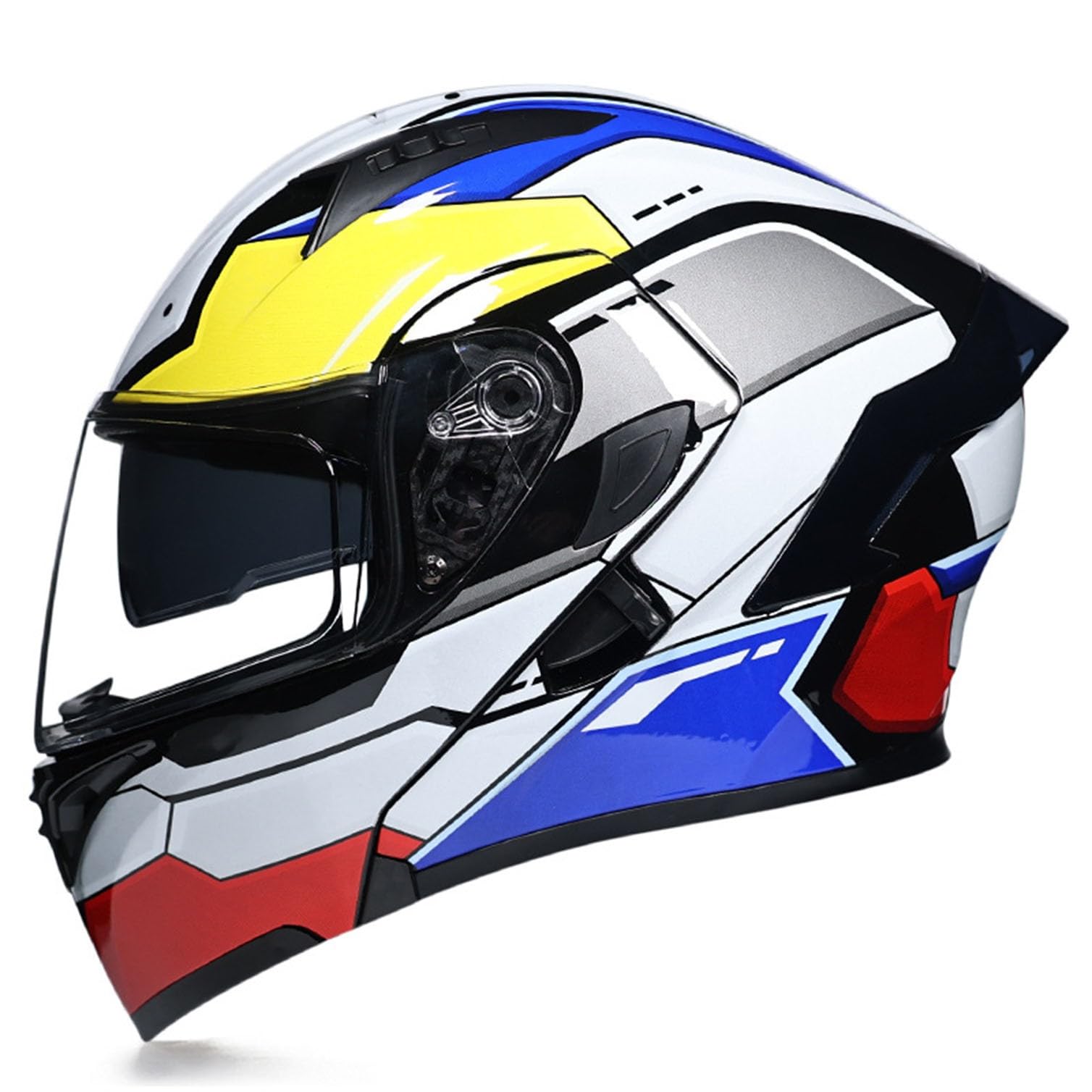 Motorrad Klapphelm mit Sonnenblende Helm Motorradhelm ECE Zertifiziert Integralhelme Vollvisierhelm Mit Doppelvisier Motorradhelm Klappbar Für Herren Damen 18,XXL von Hejunlian