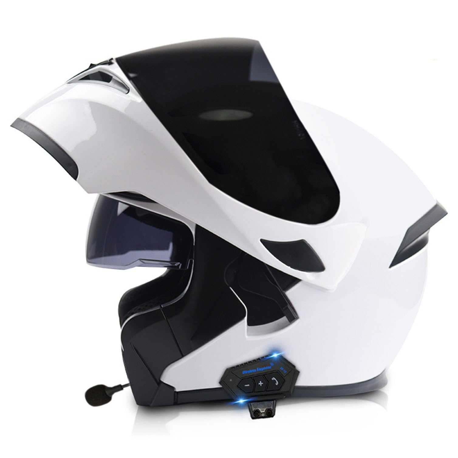 Motorradhelm Klapphelm Mit Bluetooth, Motorrad Modularer Helm ECE Zertifizierter Integralhelm mit Doppelvisier, für Automatische Antwort Helm Herren Damen 4,XXXL von Hejunlian