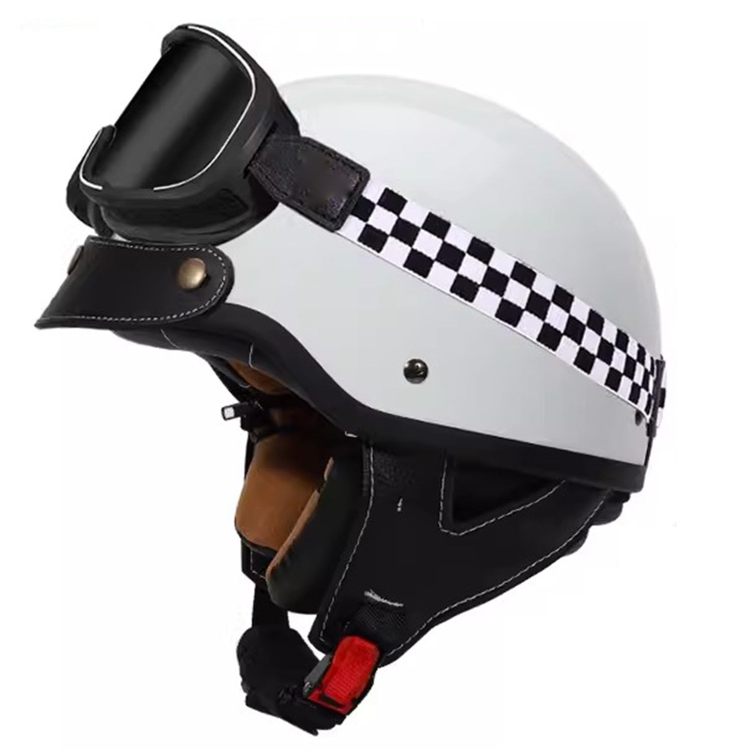 Motorradhelm Motorrad Halbhelme Jethelm Braincap Scooter Helm Schutzbrille tragen ECE/DOT-Zertifizierung Retro Rollerhelm Bike Moped Helm für Erwachsene Damen und Herren C,XXXL von Hejunlian