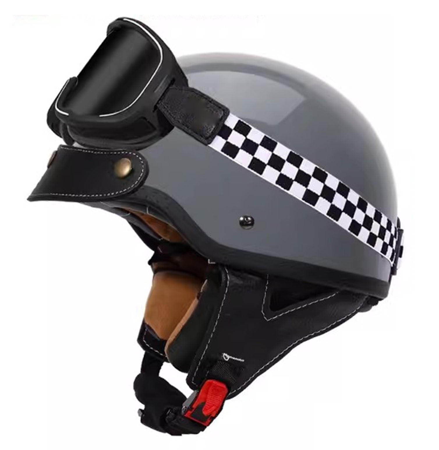 Motorradhelm Motorrad Halbhelme Jethelm Braincap Scooter Helm Schutzbrille tragen ECE/DOT-Zertifizierung Retro Rollerhelm Bike Moped Helm für Erwachsene Damen und Herren D,XXXL von Hejunlian