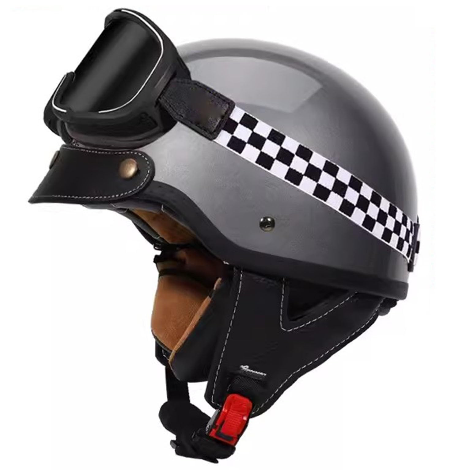 Motorradhelm Motorrad Halbhelme Jethelm Braincap Scooter Helm Schutzbrille tragen ECE/DOT-Zertifizierung Retro Rollerhelm Bike Moped Helm für Erwachsene Damen und Herren E,XXL von Hejunlian