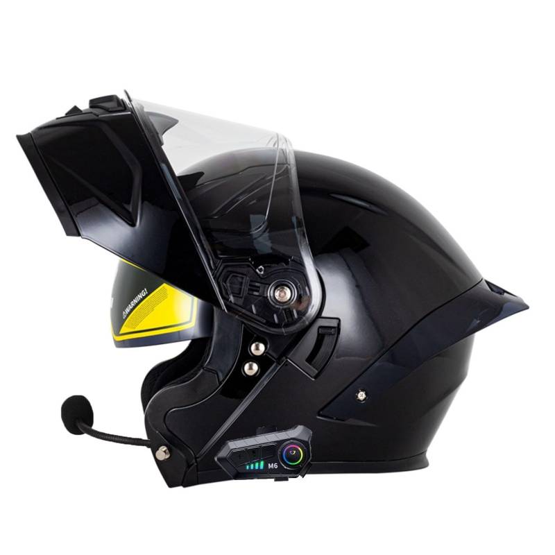 Motorradhelm mit Bluetooth Klapphelm Doppelvisier Modularer Helm ECEDOT Zertifiziert Integralhelm mit Mikrofon für Automatische Reaktion Intercom Sturzhelm für Erwachsene Damen Herren 1,L=59~60cm von Hejunlian