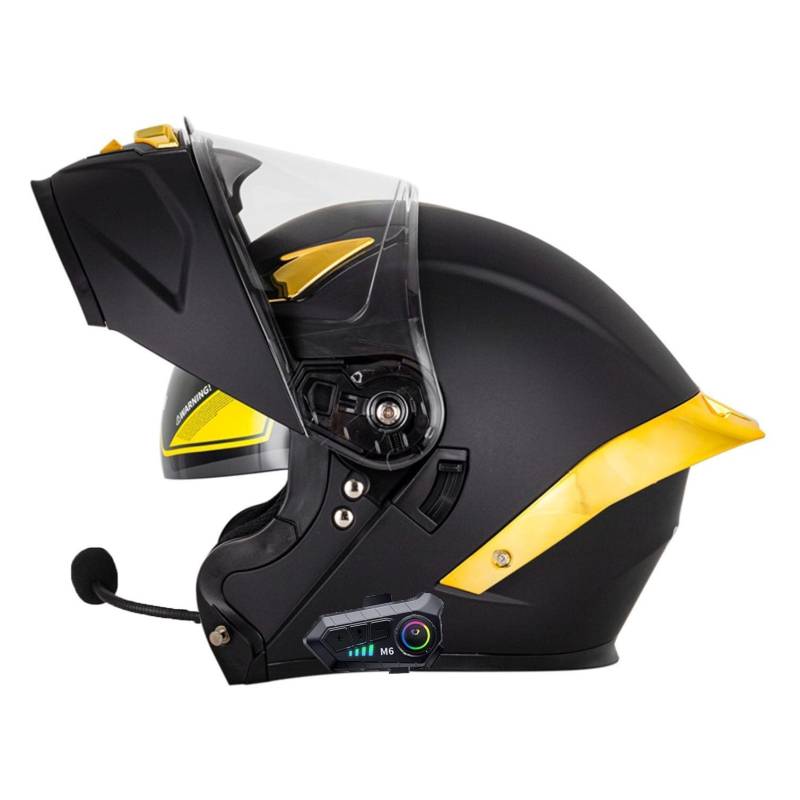 Motorradhelm mit Bluetooth Klapphelm Doppelvisier Modularer Helm ECEDOT Zertifiziert Integralhelm mit Mikrofon für Automatische Reaktion Intercom Sturzhelm für Erwachsene Damen Herren 13,2XL=63~64cm von Hejunlian