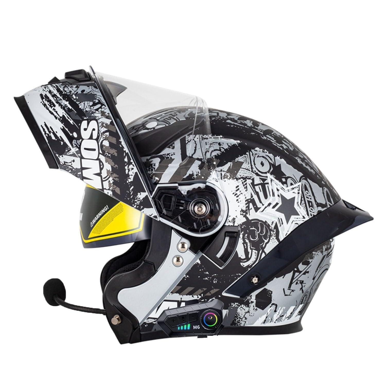 Motorradhelm mit Bluetooth Klapphelm Doppelvisier Modularer Helm ECEDOT Zertifiziert Integralhelm mit Mikrofon für Automatische Reaktion Intercom Sturzhelm für Erwachsene Damen Herren 17,2XL=63~64cm von Hejunlian